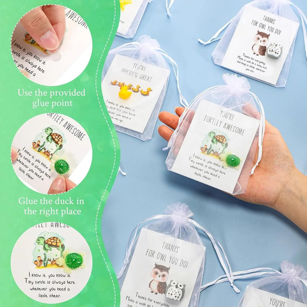 Set of resin pun inspiration greeting cards showing various designs for office gifts and pocket tokens