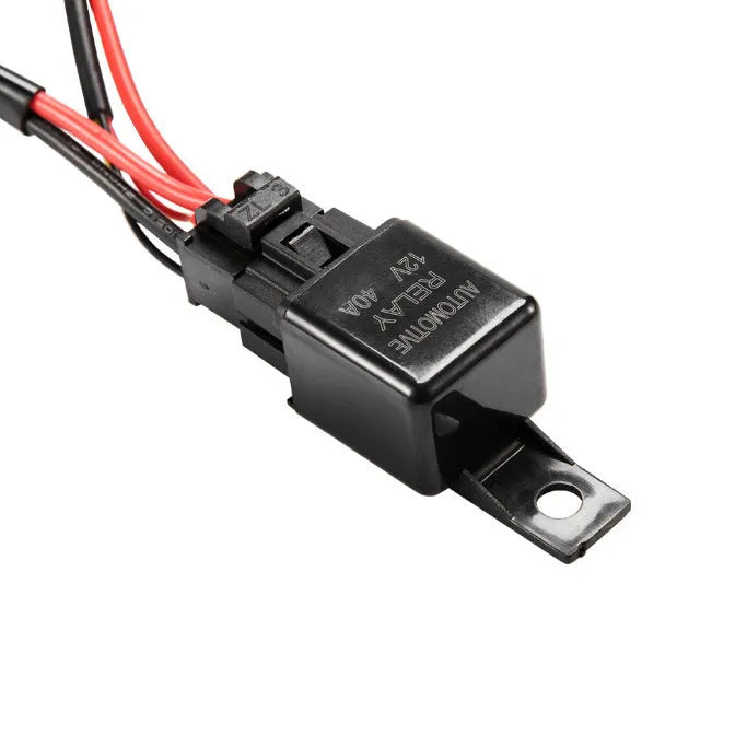 Black off road LED spotlight cable set with 2 metre wiring harness and light bar switch