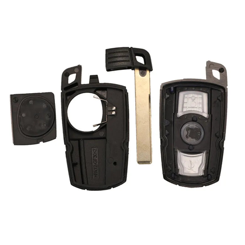 BMW HU92 semi-intelligent 3-button remote car key fob in metal copper and plastic