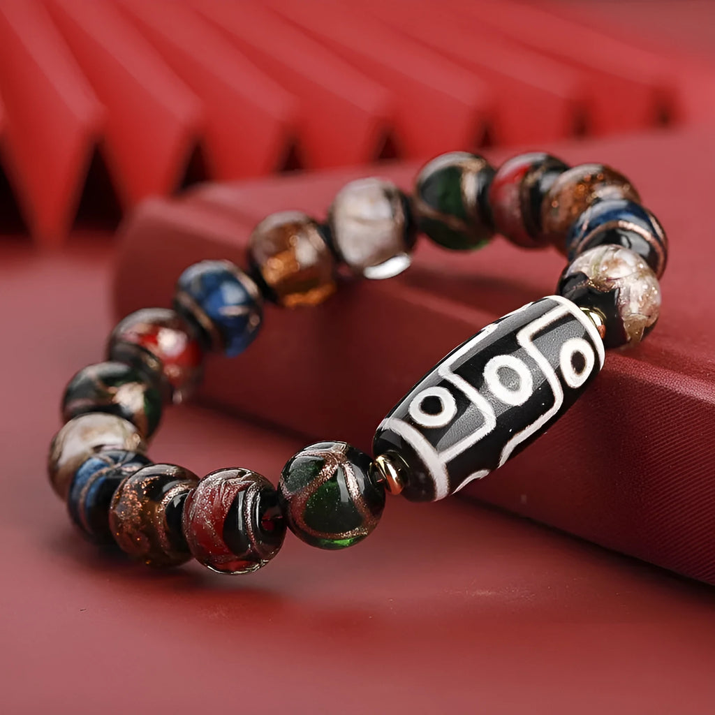 Coloured glaze bracelet with ancient five-colour snake lucky beads and auspicious patterns