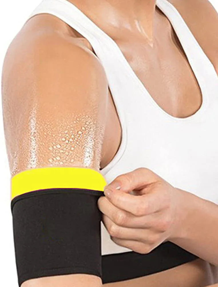 Sports arm sweatband in various colours and sizes on a plain background.