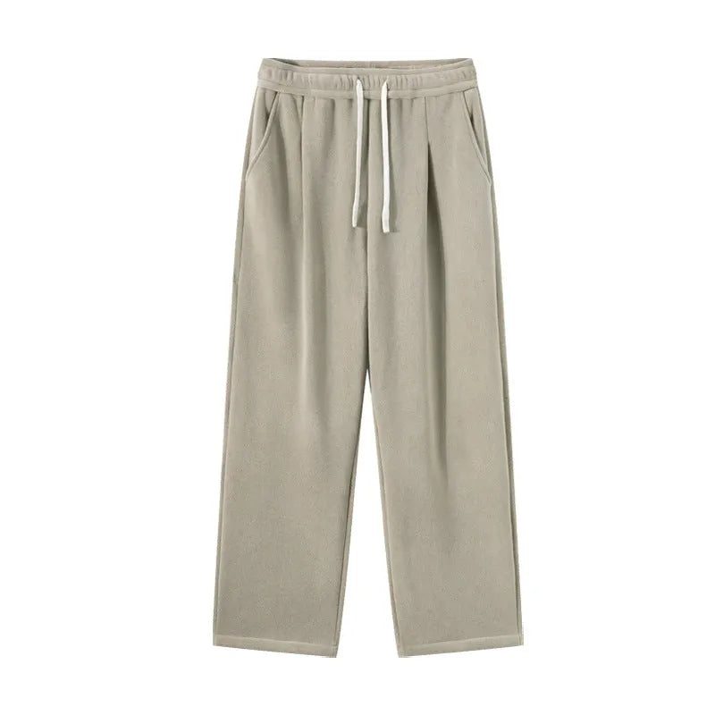 Men's polar fleece fleece-lined winter trousers in loose fit with drawstring waist