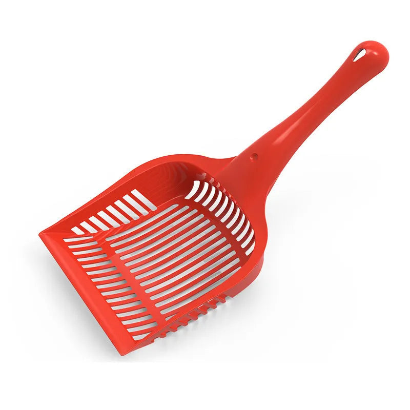 Red, yellow, and blue PP plastic cat litter scoops in small and medium sizes for cleaning plastic toilets