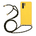 Huawei P30 phone case with wristband lanyard in floral painted design, shown in multiple colour options