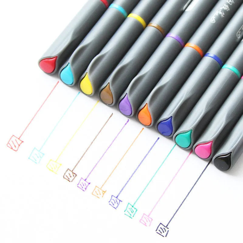 Set of 10 hook line pens with 0.38mm fine nib for technical drawing and architectural drafting