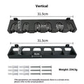 Black ABS plastic wall-mounted fishing rod holder rack in horizontal and upright style options