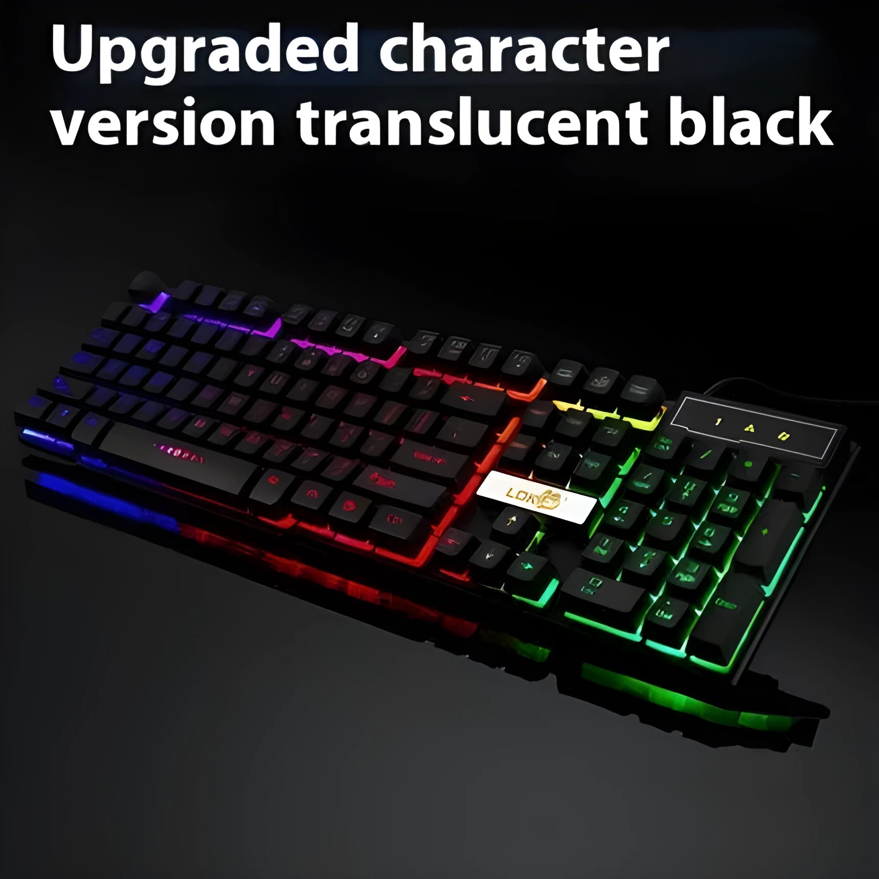 USB gaming keyboard cable with glow effects, 1.5 metres long, black and white options