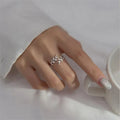 Geometric leaf branch fashion ring for women in electroplated copper with gold or silver finish