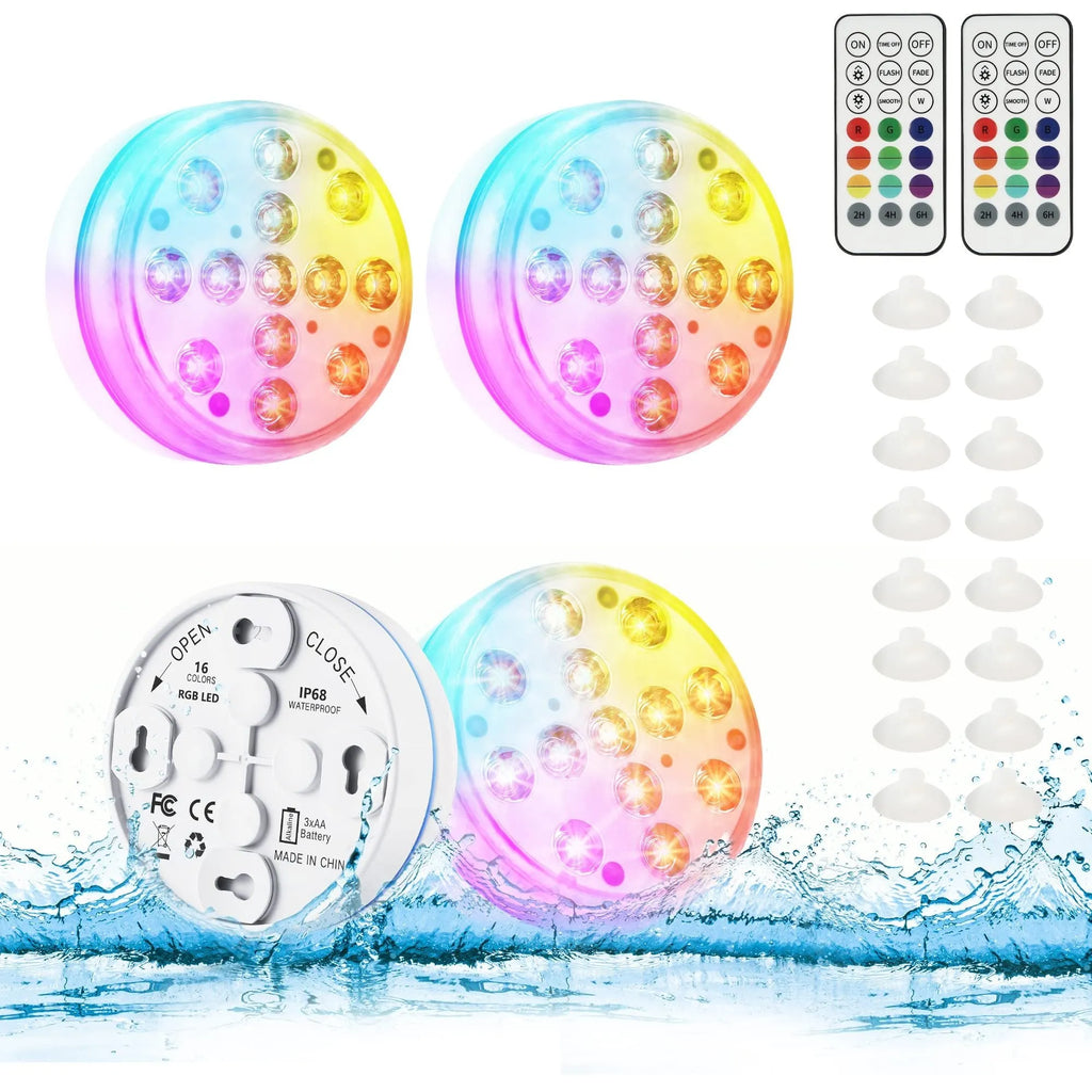 Remote control colour changing diving light with IP68 waterproof rating for indoor and outdoor illumination