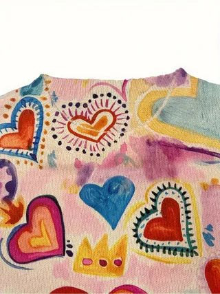 Loose fit digital printed blouse with lapel collar in various sizes