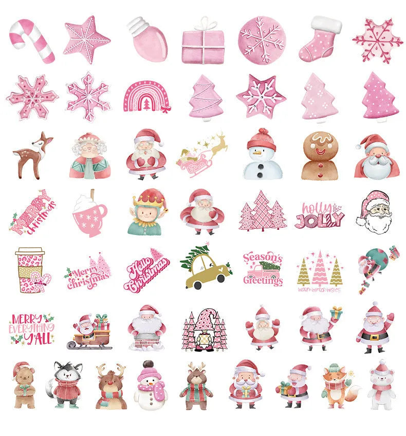 Pack of 50 cute Christmas decoration stickers, waterproof, for cars and electronics.