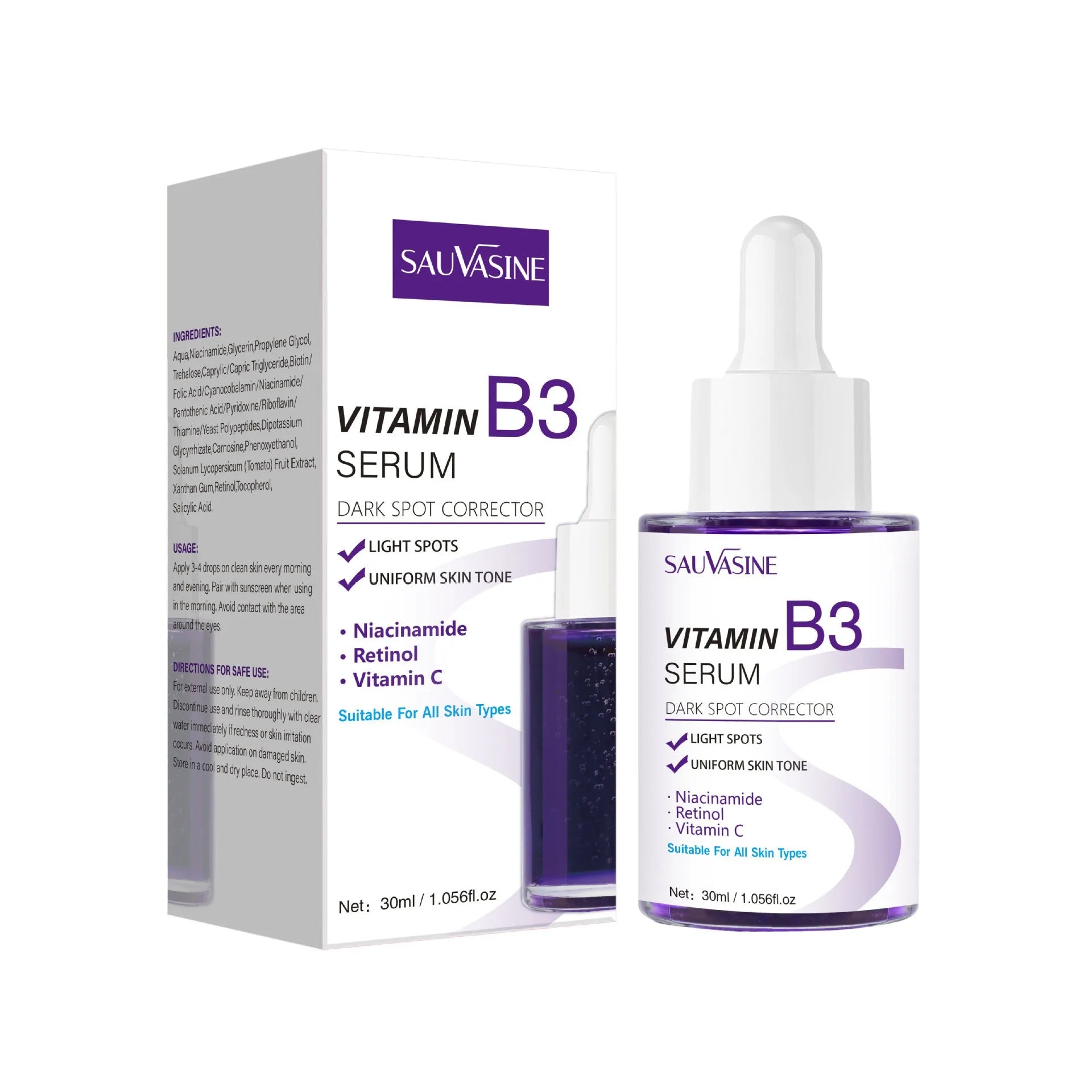 30ml Vitamin B3 nourishing moisturising firming facial essence bottle for universal skin types