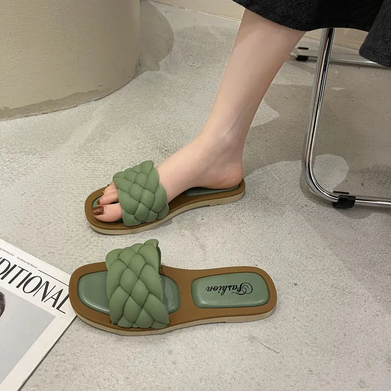 Women's plaid pattern PVC beach sandals with a thick anti-skid sole in multiple colours.