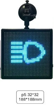 Black ABS car LED expression light showing full-color display on a square screen