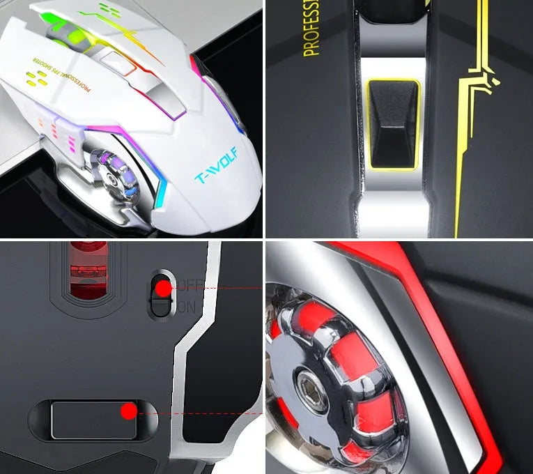 Black or white wireless charging mouse with silent buttons and 2400dpi resolution