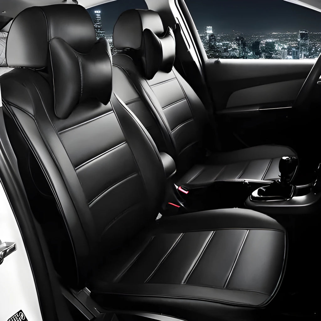 Cow leather car seat cover in binding style for all-season vehicle protection
