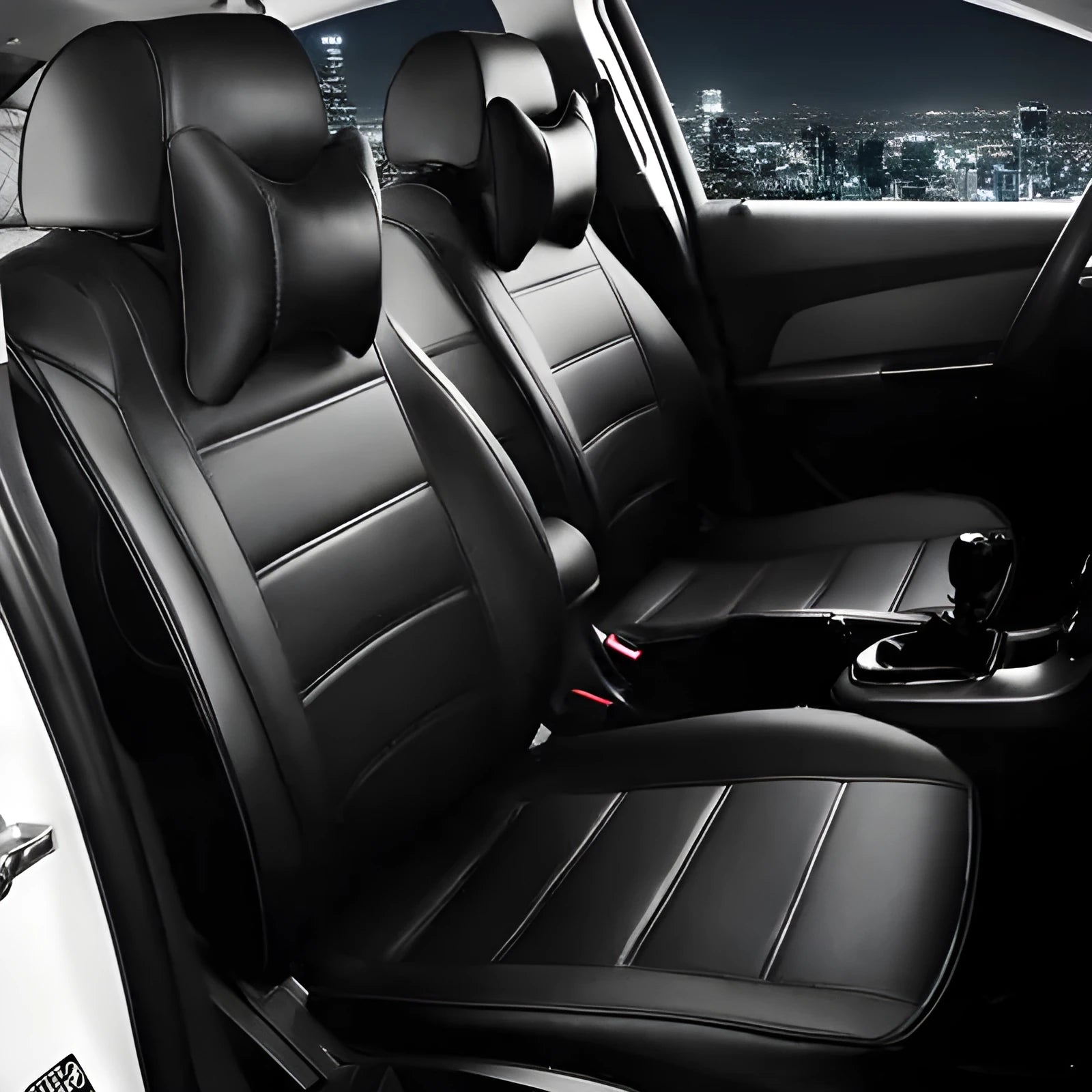 Cow leather car seat cover in binding style for all-season vehicle protection