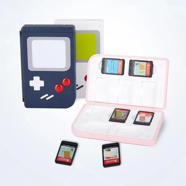 Blue Nintendo Switch game card storage box case for SWITCH OLED and LITE cartridges.