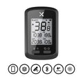 Black plastic waterproof bicycle stopwatch mounted on handlebars for cycling time tracking