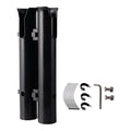 Black carbon fibre plastic fishing rod rack mounted on bicycle handlebars with adjustable straps