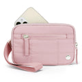 Waterproof quilted women's handbag with transparent deck panel in solid colour nylon