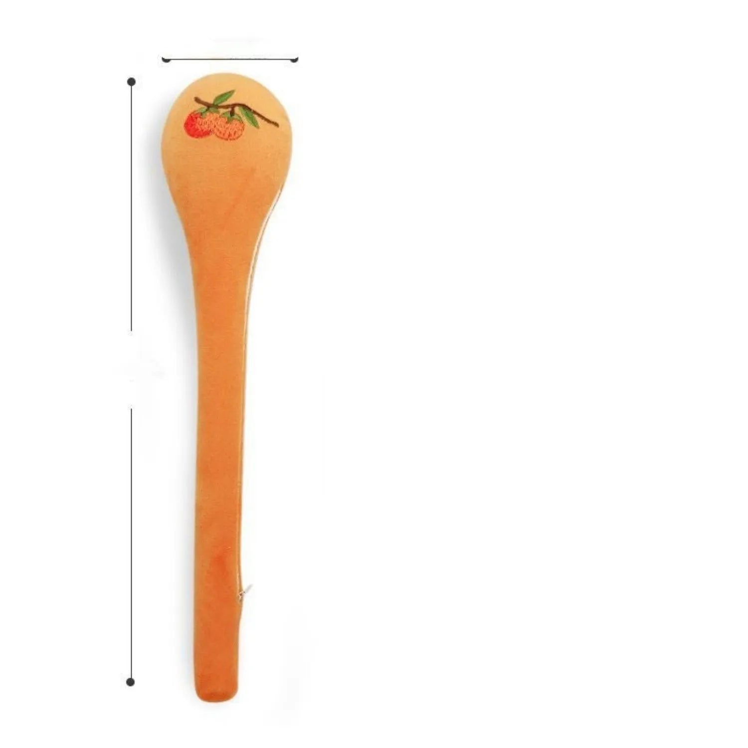 48 cm long persimmon-colour back pounding stick with meridian flap and zipper style for percussion massage.