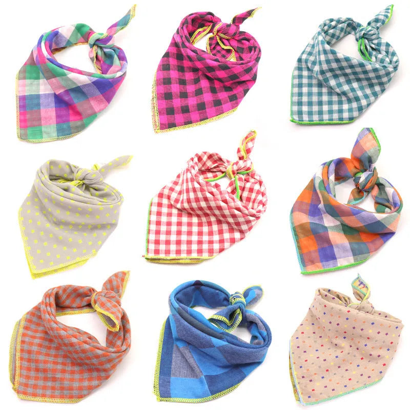 Plaid double sided cotton pet scarf 45x45cm for small dogs and cats