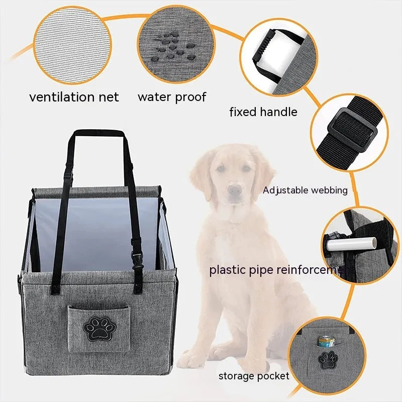 Black Oxford cloth dog travel crate 49x49x38cm collapsible car pet box
