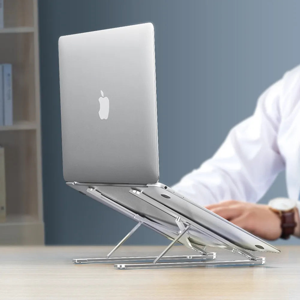Aluminum portable laptop stand adjustable height for notebooks in silver colour