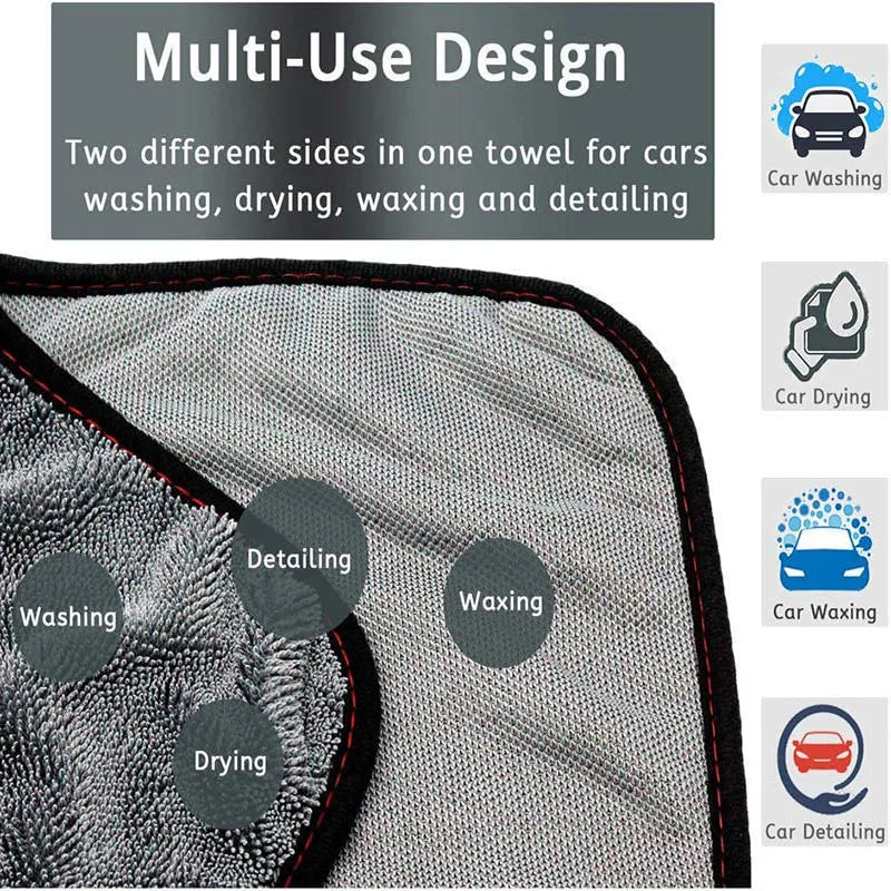 Grey microfiber car drying towel measuring 40 by 40 centimetres