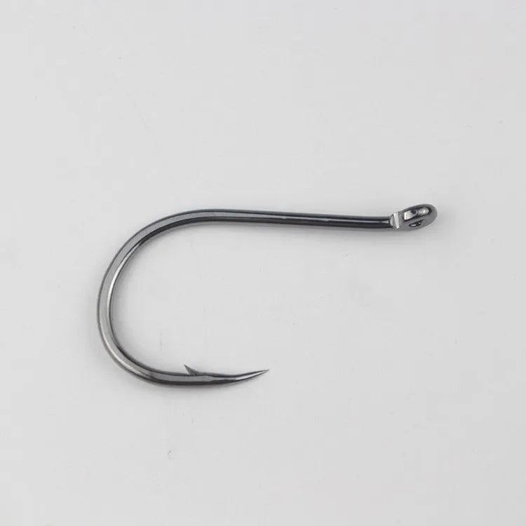 Bulk pack of alloy carbon steel fishing hooks with barbed crooked mouth design for sea rock fishing