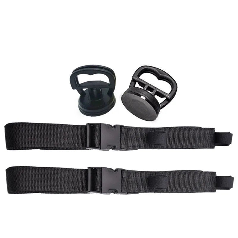 Fishing rod power saver vehicle carrier with rod bracket and belt, nylon webbing, 2.2m length