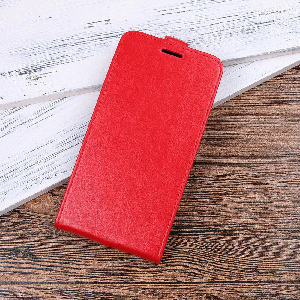 Honor 7X leather wallet phone case with card slots and crazy horse pattern texture in black colour