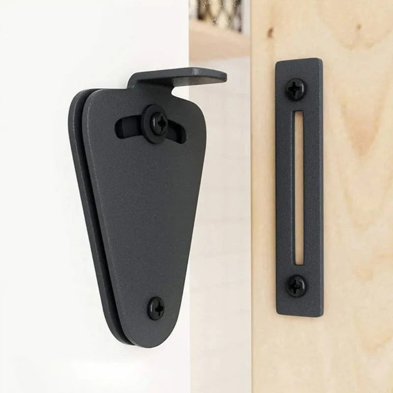 Black stainless steel sliding barn door lock for gaps under 2cm