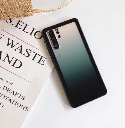 Rainbow TPU and polycarbonate phone case for Huawei models in black, green, orange, and pink colours.