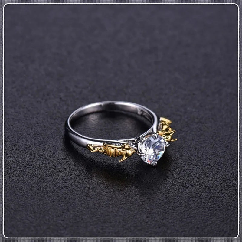 Copper metal crystal crown ring with black gold finish for cosplay and festival jewellery
