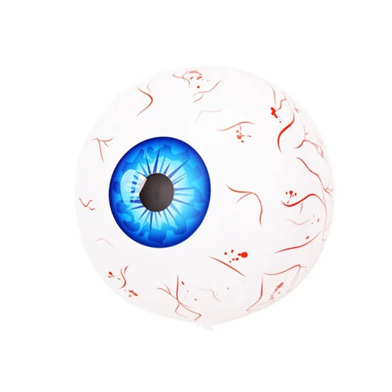 Halloween eyeball balloon with bloodshot design inflated to 40cm diameter