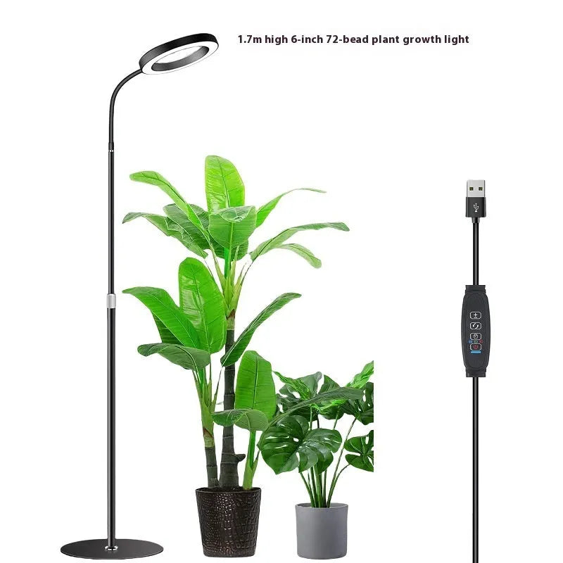 6-inch angel ring retractable floor plant grow light with aluminium alloy shell on a stand