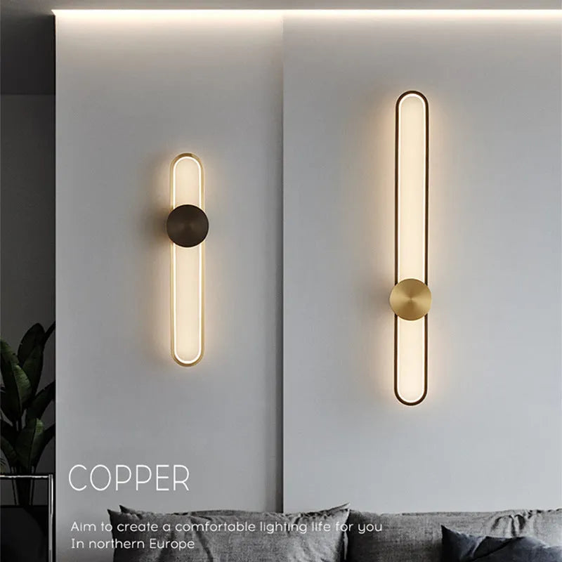 Modern minimalist wall lamp with 60cm diameter round iron shade and warm LED light