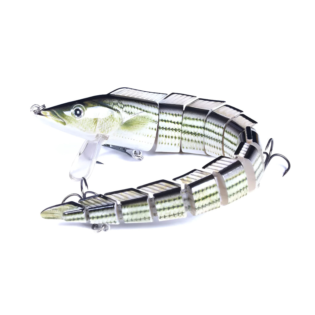 Multi-section simulated fish loach lure bait measuring 23cm with #2 hook