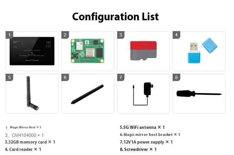 13.3-inch magic mirror display with integrated Raspberry Pi CM4 board and touch screen in ABS housing