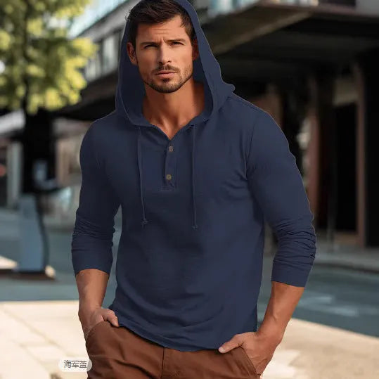 Cotton pullover hoodie for youth in dark blue, apricot, black, blue, white, or light green.
