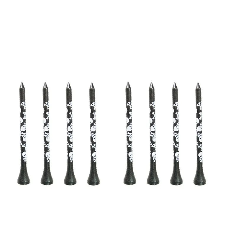 Black skull print bamboo dowel pins for golf accessories in 70mm and 83mm lengths