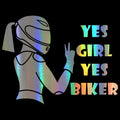Cool girl rider design car waterproof sticker in PET material measuring 16cm by 15cm