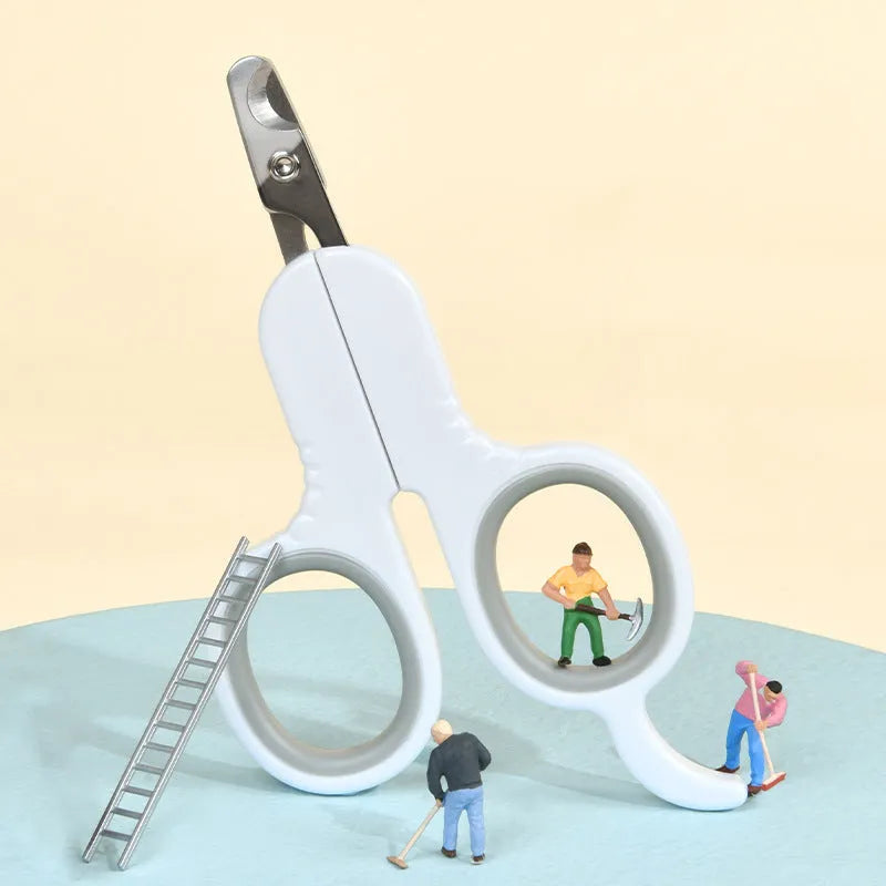 Professional grey pet nail clippers with curved tip and rubberised anti-slip handle.