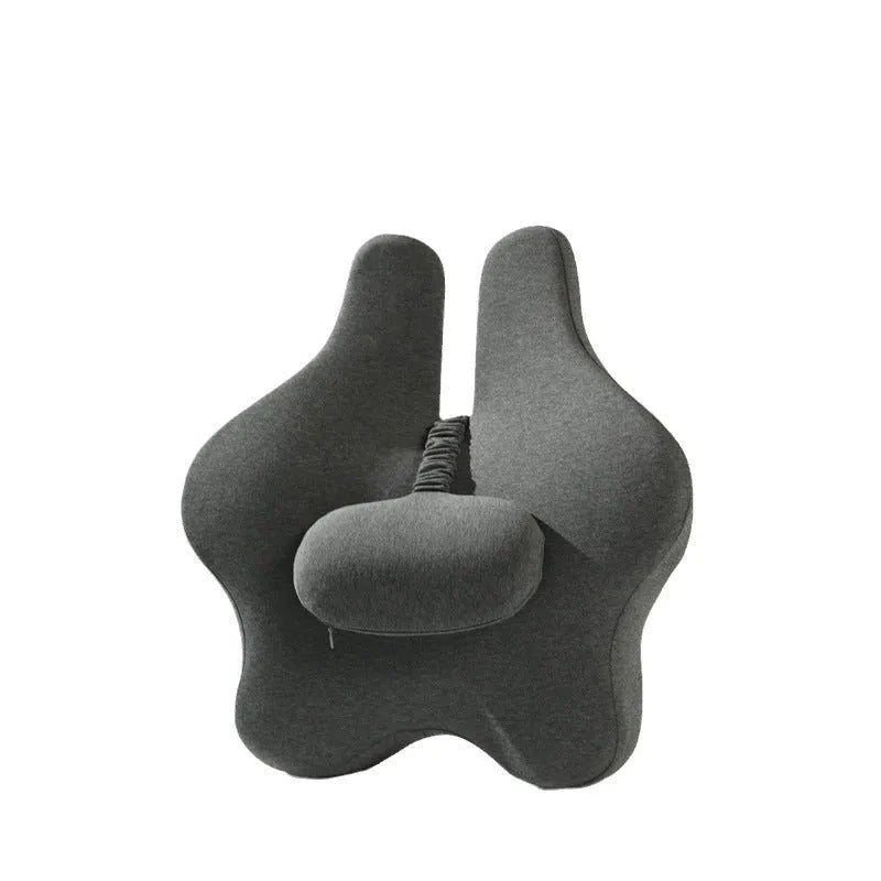 Adjustable memory foam car cushion for lumbar support in black colour on car seat