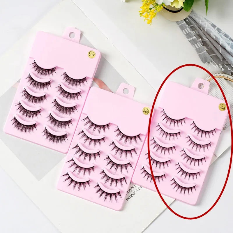 Set of 15 pairs of natural wispy false eyelashes for manga cosplay and Korean makeup styles 007 008 009
