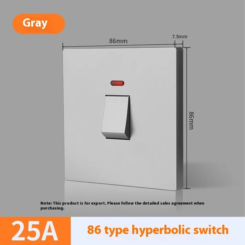 High current water heater switch with light panel in gold, gray, or white finish