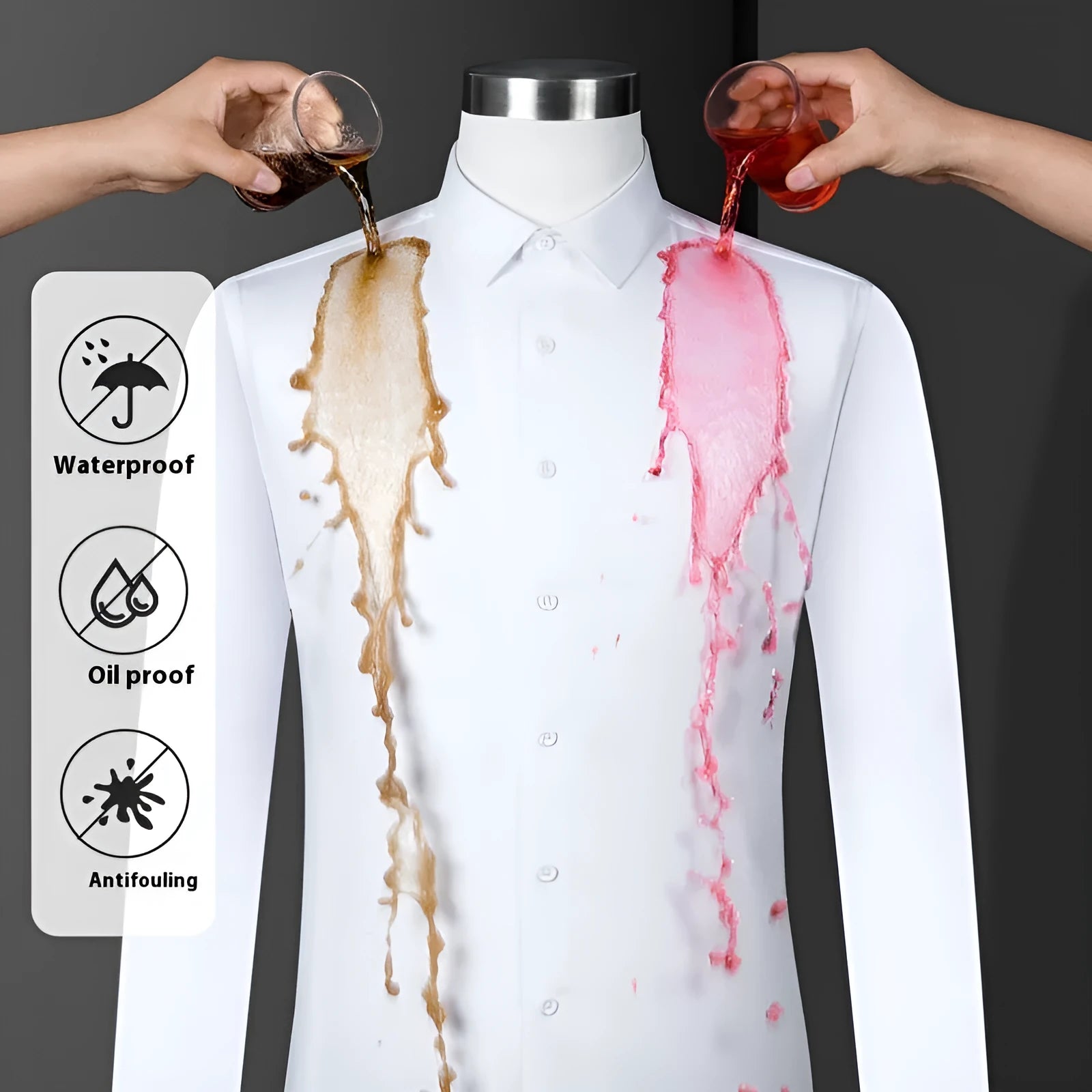 Men's slim fit long sleeve bamboo fibre shirt in solid colour with square collar