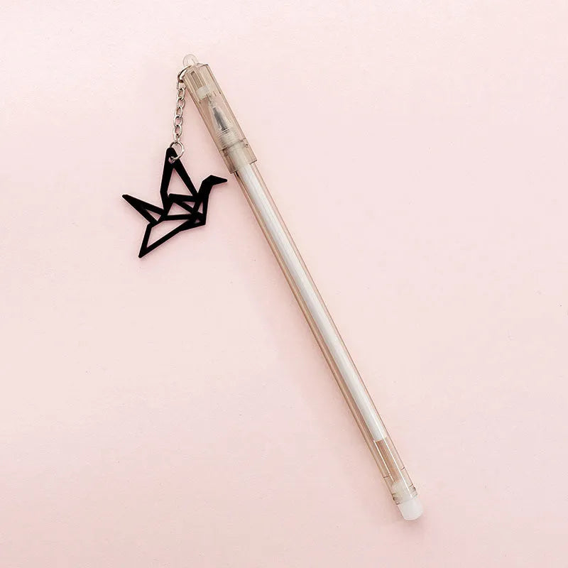 Paper crane rabbit pendant gel pen with 0.38mm tip and plastic shell